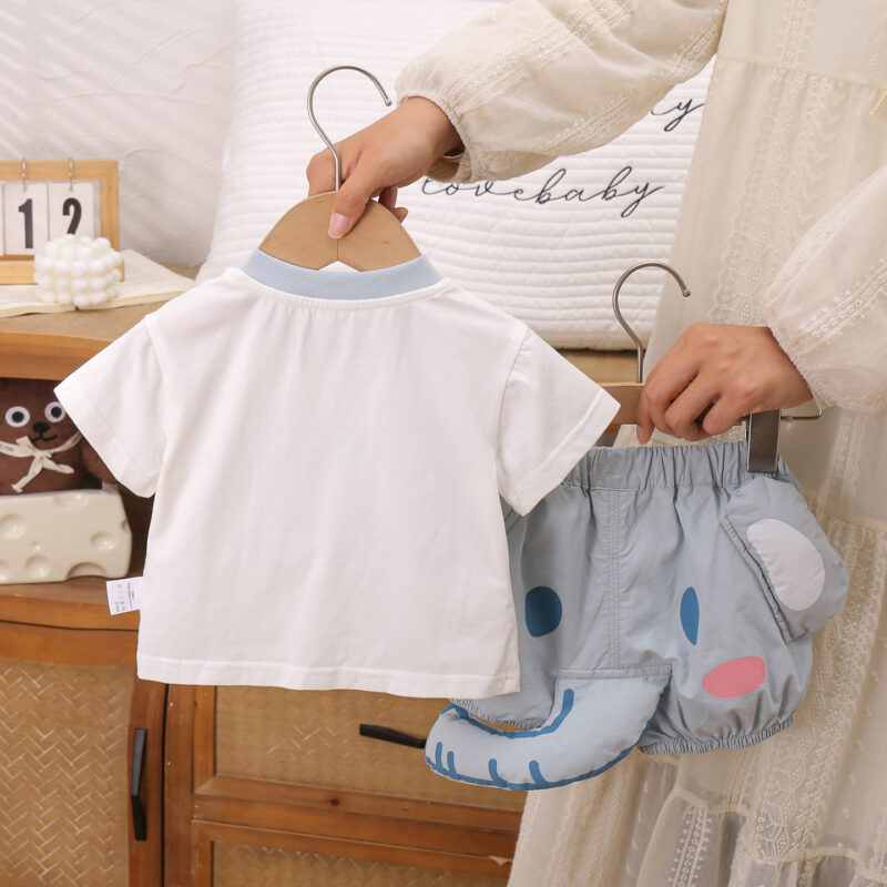 Cartoon Outfit Newborn Short Sleeve2-Piece Set for Babies Boys and Girls