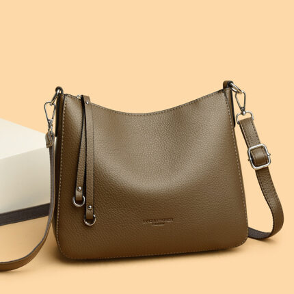 Fashionable Versatile Genuine Leather Women's Shoulder Crossbody Handheld Bag - Image 3