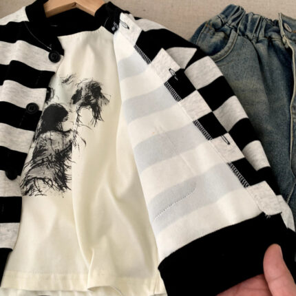 Striped Cardigan Versatile and Soft Top for Kids in Small and Medium Sizes - Image 4