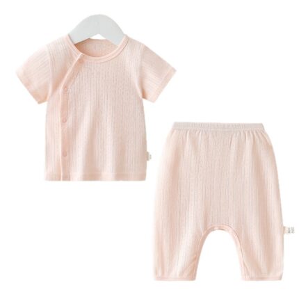 Baby Short Sleeve Long Pants Separated Set Lightweight Pure  Wear Top and Pants Two-Piece - Image 1