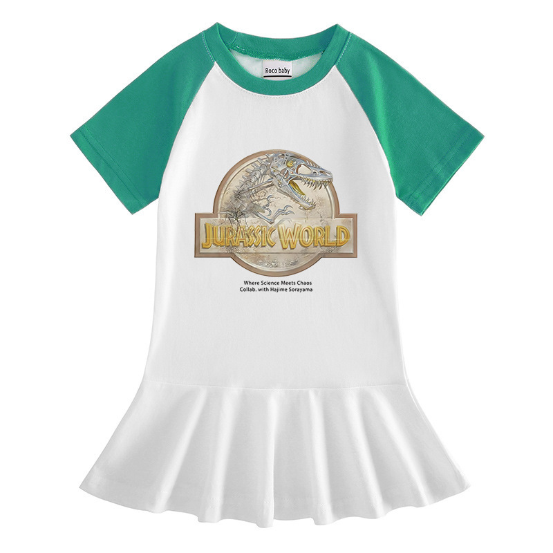 Children's cartoon half sleeved girls' dress