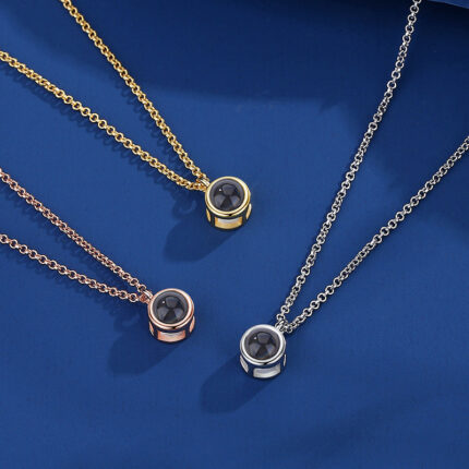 Necklace, a pair of men's and women's engraved photos, projection, I love you pendant, collarbone chain - Image 3