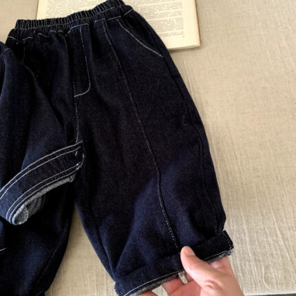 Long sleeved denim two-piece set for children's leisure - Image 3