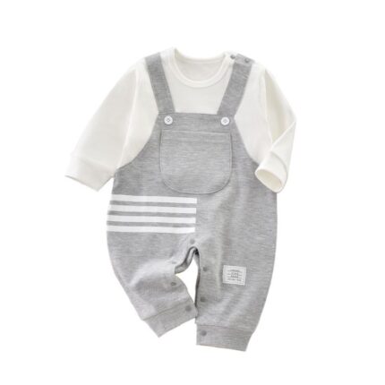 Baby Romper, Academic Style, Super Cute and Faux Two-Piece Casual Overalls Romper - Image 1