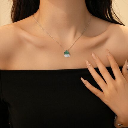 Lucky Clover Necklace Pendant Titanium Steel Double sided Beimu Clavicle Jewelry - Image 3