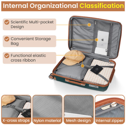 Luggage set of 4 pieces (14/20/24/28) with 4 360 degree silent rotating wheels made of PP material and durable TSA lock - Image 17