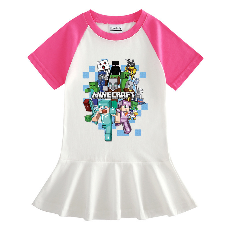 Children's cartoon half sleeved girls' dress
