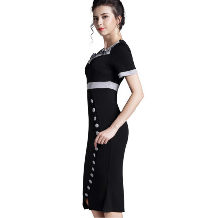 Ruffled Slim Wrap Hip Dress Short-sleeved Bowknot Fishtail Skirt - Image 2