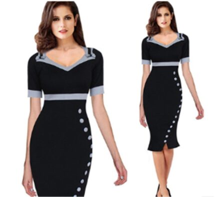 Ruffled Slim Wrap Hip Dress Short-sleeved Bowknot Fishtail Skirt - Image 3
