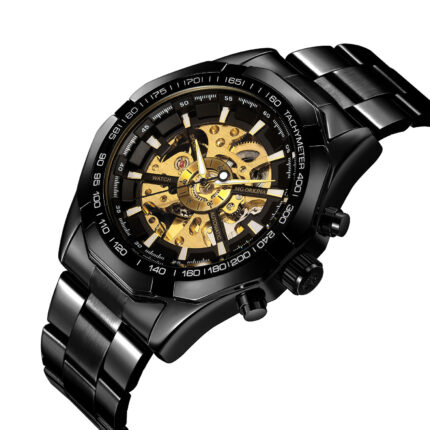 Full Hollow Mens Automatic Mechanical Watch Male Automatic Mechanical Watch Steel Band - Image 15