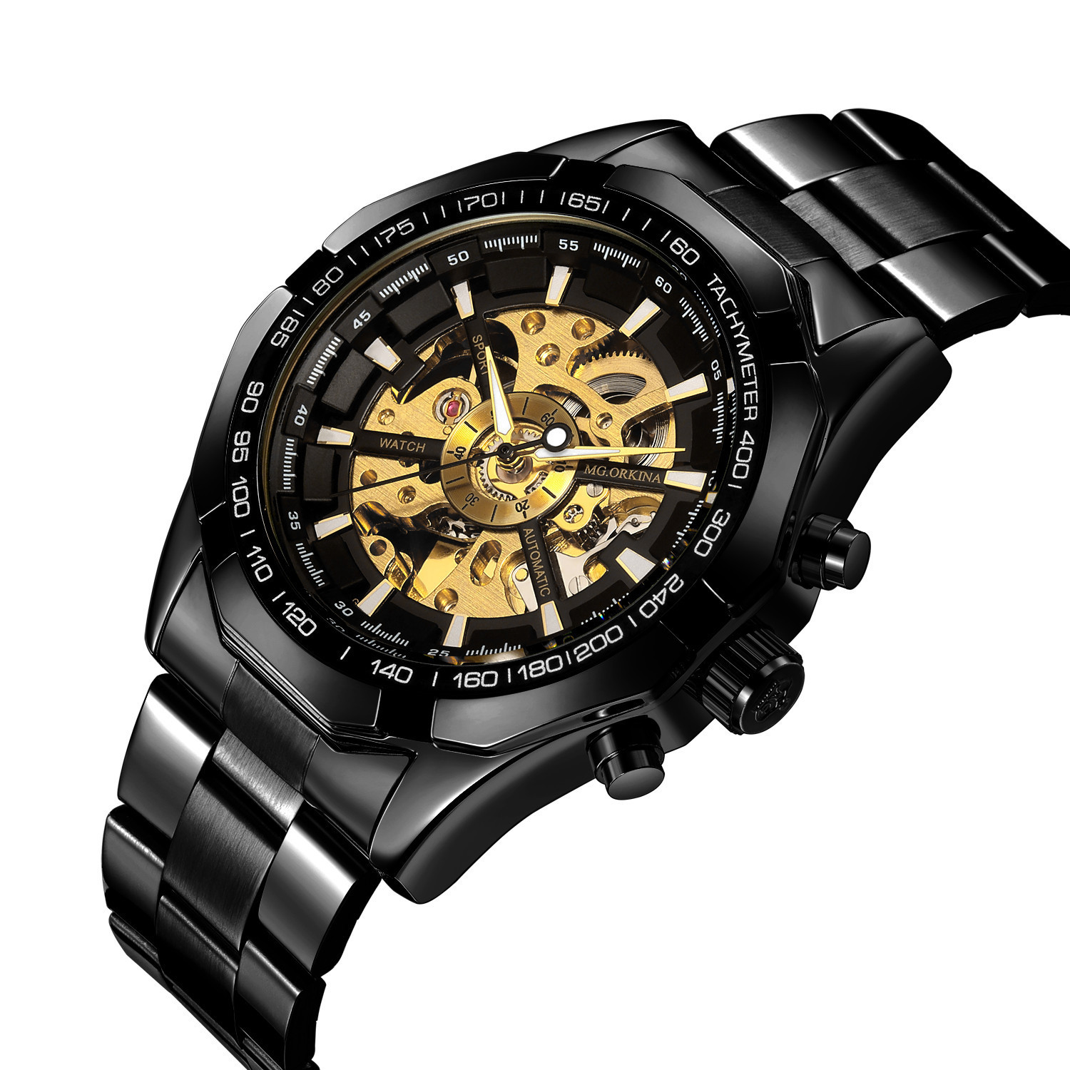 Full Hollow Mens Automatic Mechanical Watch Male Automatic Mechanical Watch Steel Band - Image 9