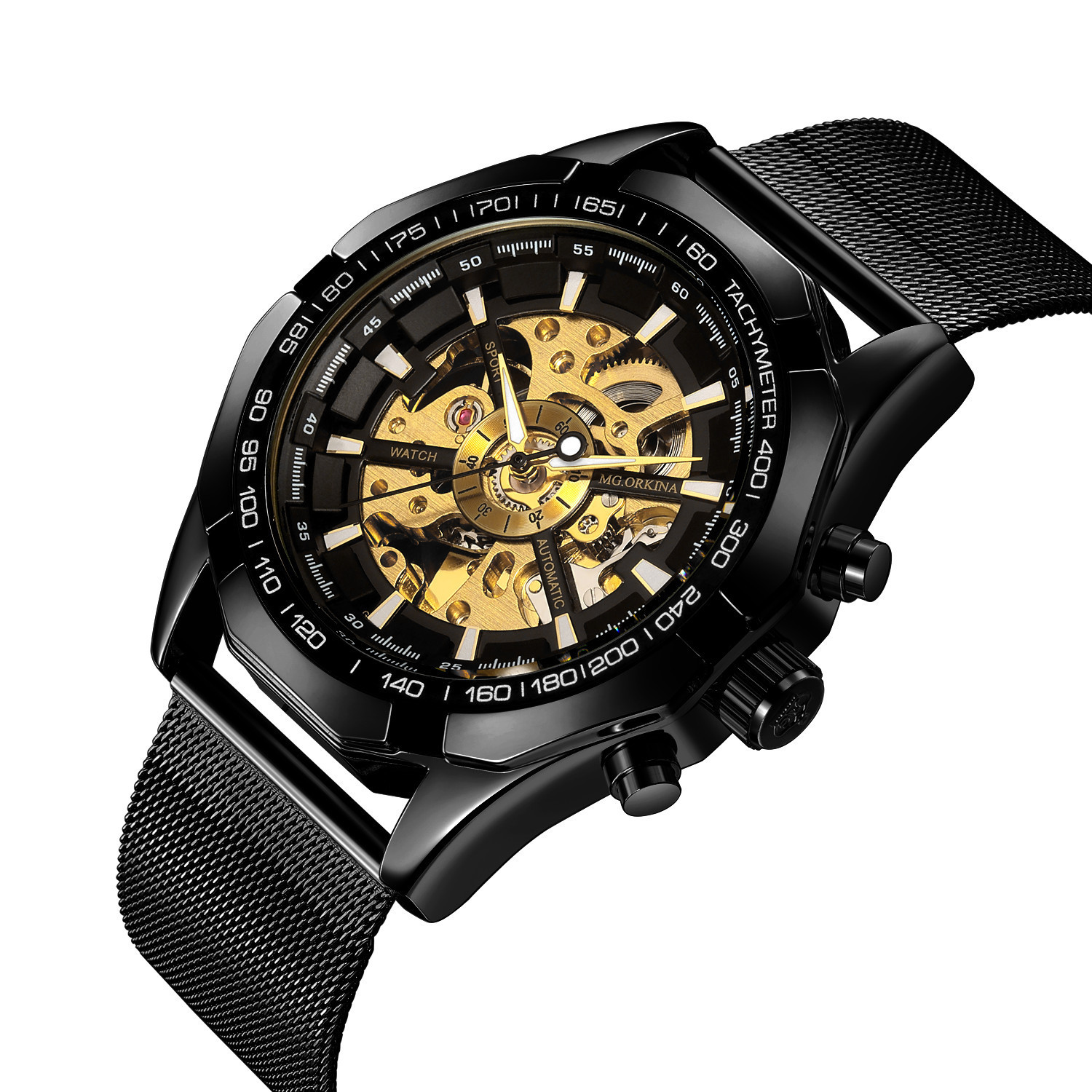 Full Hollow Mens Automatic Mechanical Watch Male Automatic Mechanical Watch Steel Band - Image 5