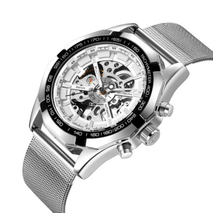 Full Hollow Mens Automatic Mechanical Watch Male Automatic Mechanical Watch Steel Band - Image 1