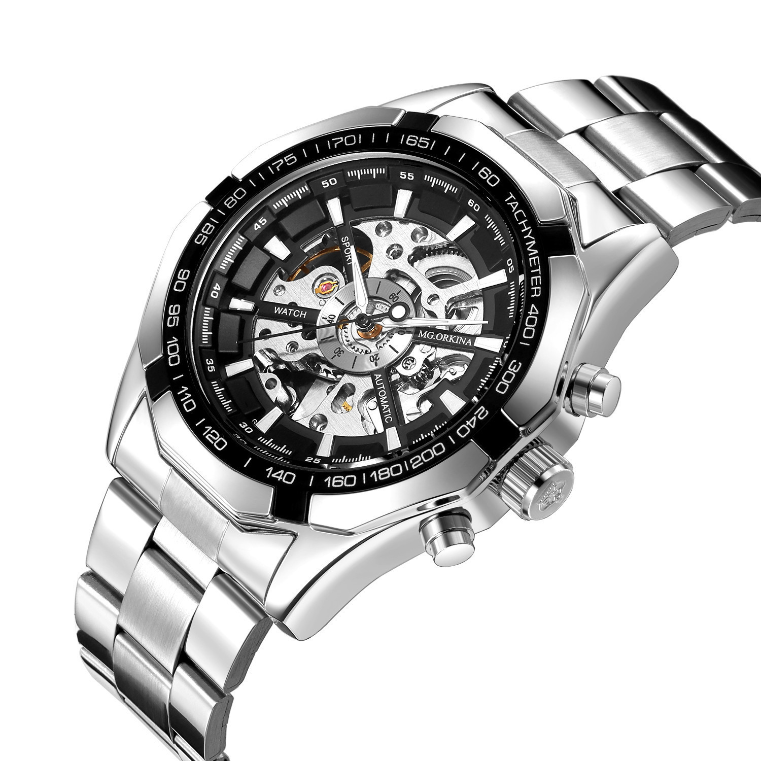 Full Hollow Mens Automatic Mechanical Watch Male Automatic Mechanical Watch Steel Band - Image 2