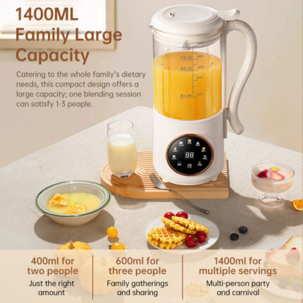 1.4L Nuts Milk Maker, Juicer and Soy Milk Machine with 16 Blades for Plant-Based Drinks, Oatmeal, Almond, Grains, and Beverages - Image 5