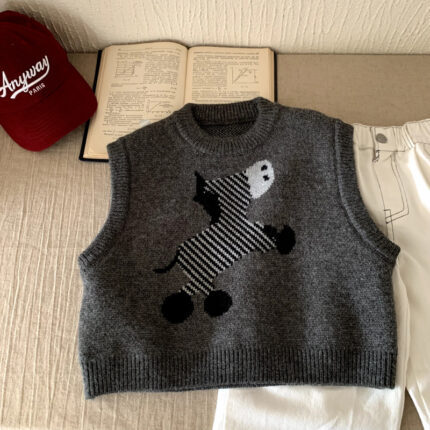 Boys' vest children's knitted vest spring and autumn - Image 1