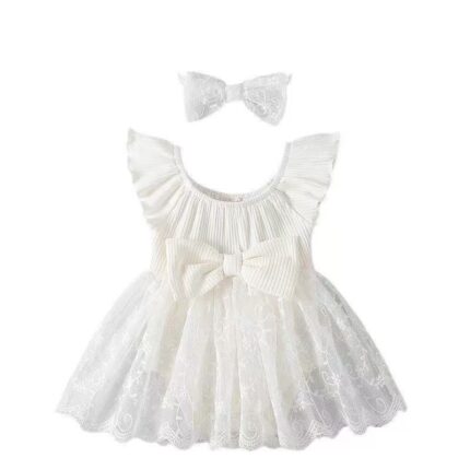 Baby Dress Romper, Thin Cotton Baby Girl Onesie - Image 1
