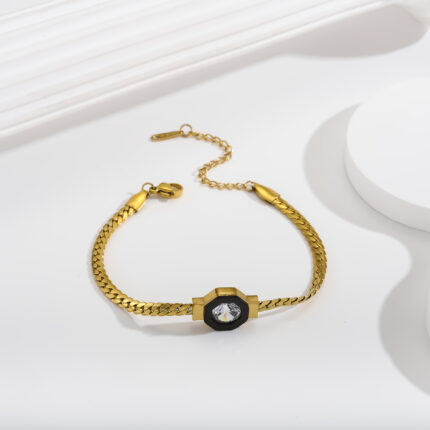 Zircon 18K Bracelet Necklace Zircon Geometry Fashion Simple Titanium Steel Bracelet - Image 4