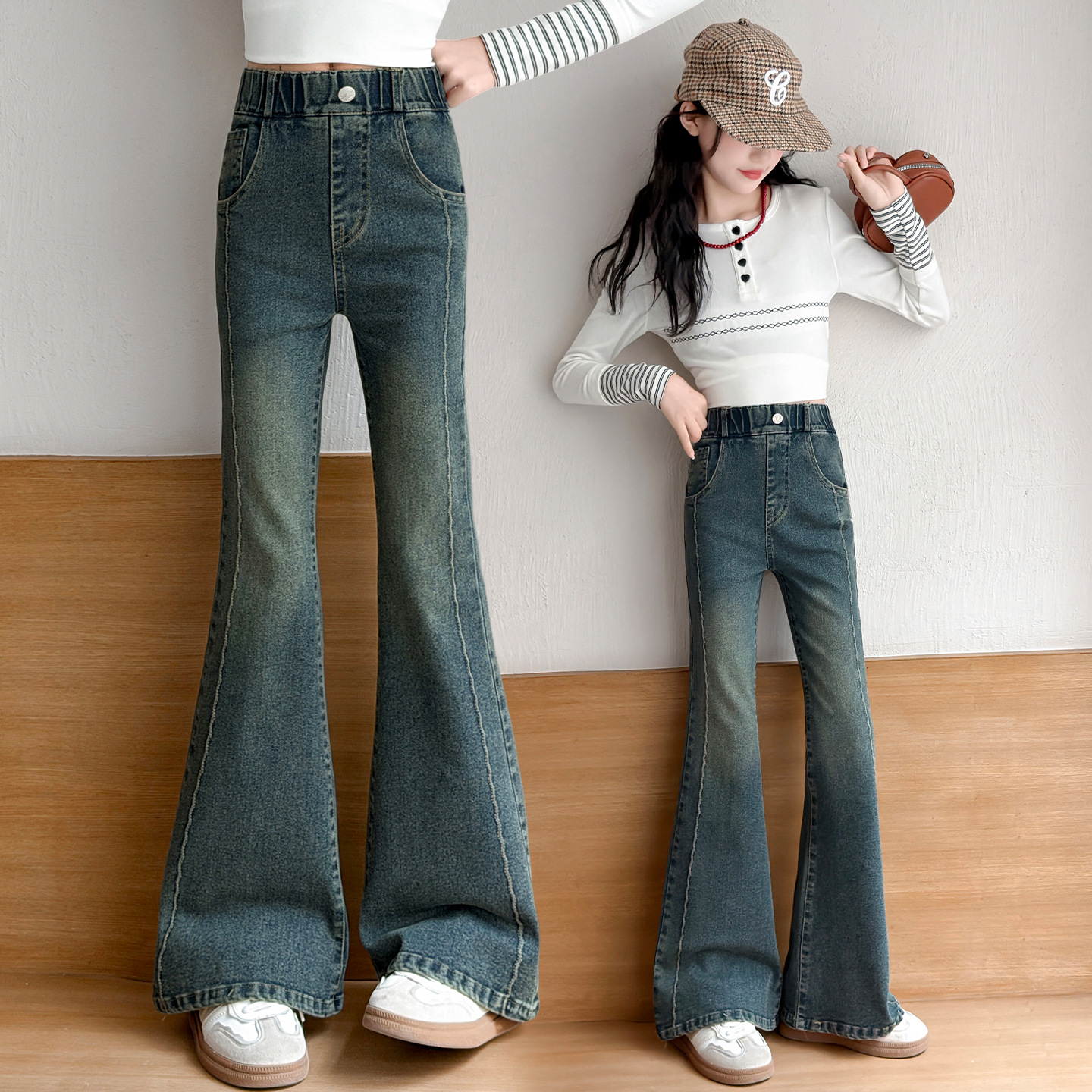 Charming Girls' Flared Jeans Pants - Image 5
