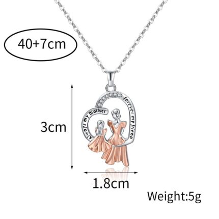 MAMA Mother's Day Gift Necklace Two-color Electroplated Zircon Figure Shape Pendant - Image 5