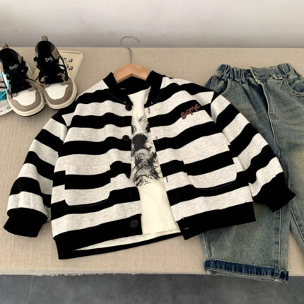Striped Cardigan Versatile and Soft Top for Kids in Small and Medium Sizes - Image 6