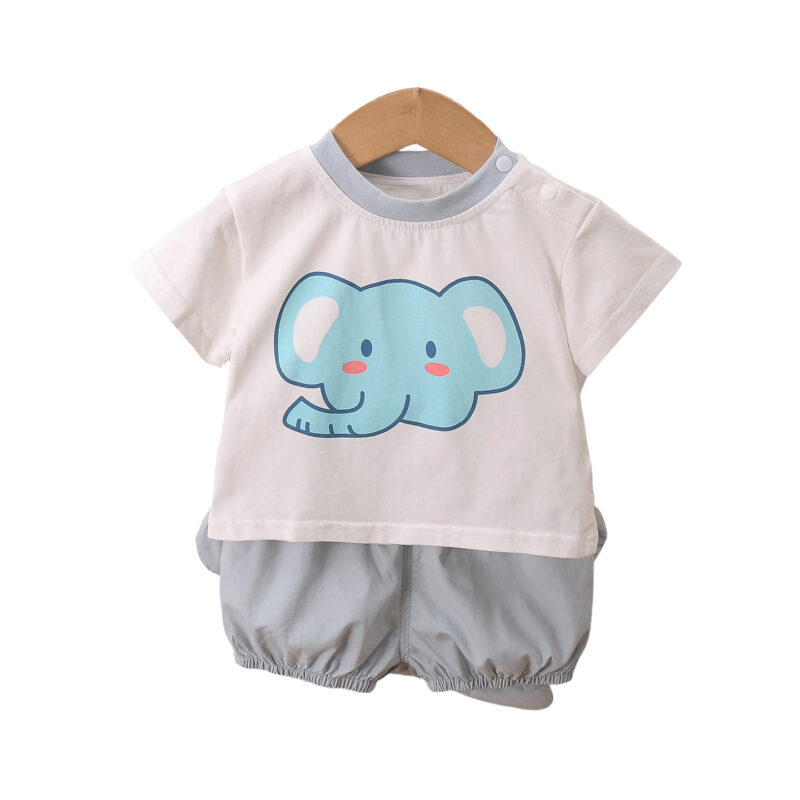 Cartoon Outfit Newborn Short Sleeve2-Piece Set for Babies Boys and Girls