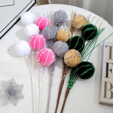 Christmas Fuzzy Ornament Ball, Red Christmas Tree Decoration, Three-Ball Set, Festive Holiday Decor - Image 1
