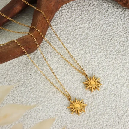 Clavicle chain fashionable and simple small sun pendant titanium steel necklace for women - Image 3