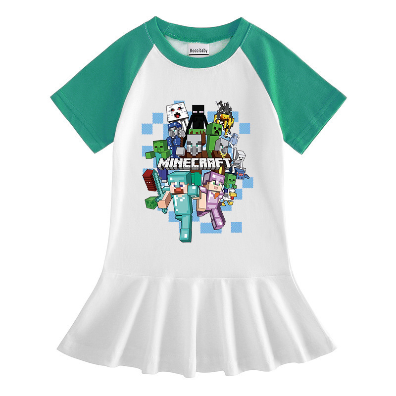 Children's cartoon half sleeved girls' dress