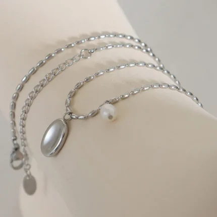 Elliptical brand niche commuting fashion titanium steel necklace women's collarbone chain - Image 7