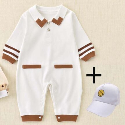Long Sleeve Bodysuit, British Preppy Style, Stylish Baby Boy Onesie - Image 3