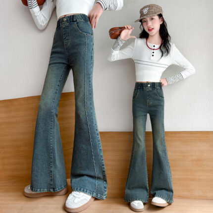 Charming Girls' Flared Jeans Pants - Image 2