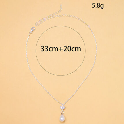 Pearl zircon collarbone chain - Image 3