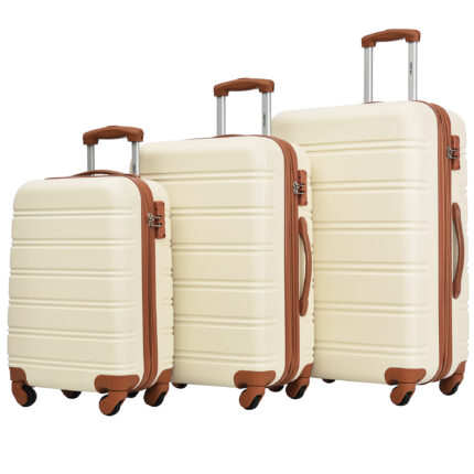 Antique White 3 Piece Luggage Set Hardside Spinner Suitcase with TSA Lock 20" 24' 28" Available - Image 2