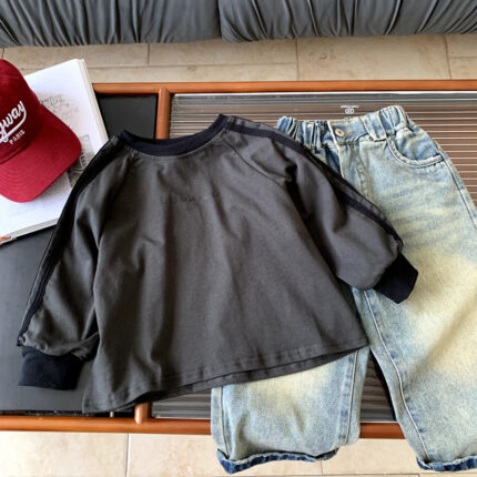 Children's autumn versatile T-shirt top round neck pullover - Image 6