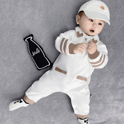 Long Sleeve Bodysuit, British Preppy Style, Stylish Baby Boy Onesie - Image 5