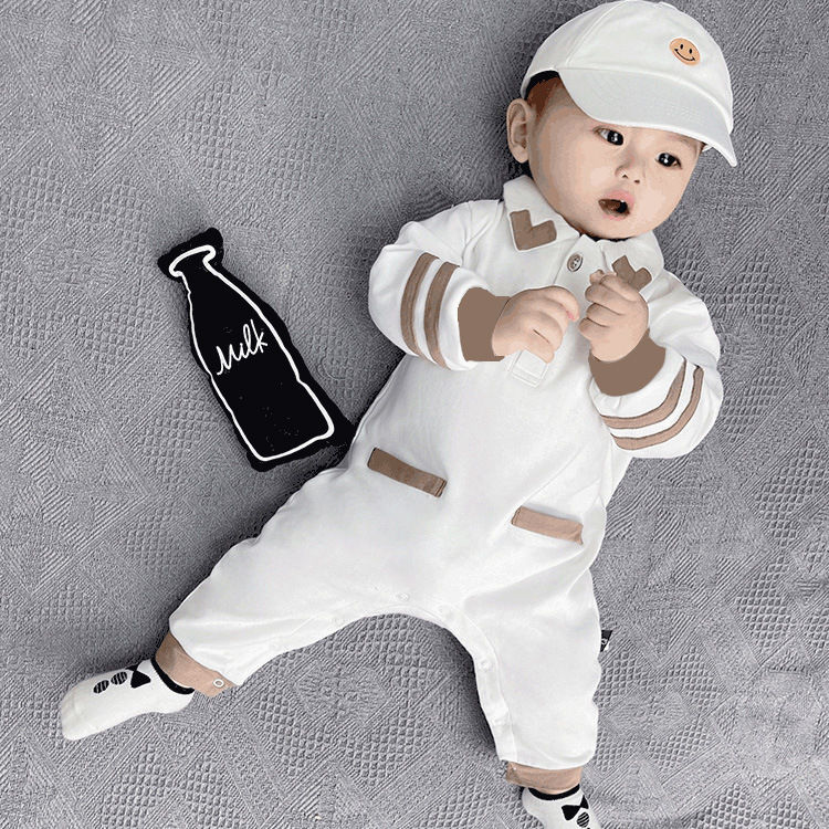 Long Sleeve Bodysuit, British Preppy Style, Stylish Baby Boy Onesie