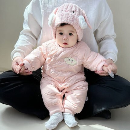Onesie Baby Warm Bodysuit Newborn Cotton Coat Fleece Lined Thickened Outerwear Crawling Suit - Image 3