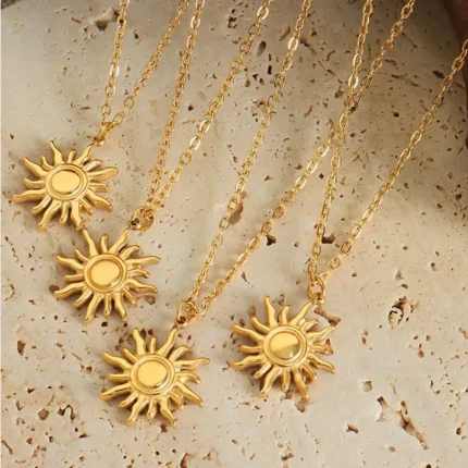 Clavicle chain fashionable and simple small sun pendant titanium steel necklace for women - Image 6