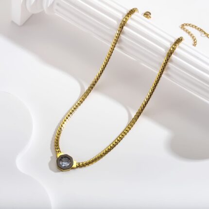 Zircon 18K Bracelet Necklace Zircon Geometry Fashion Simple Titanium Steel Bracelet - Image 3