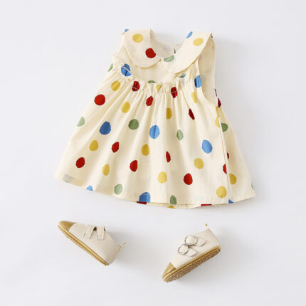 Children's Dot Print Butterfly Backless Dress for Toddler Girls - Image 4