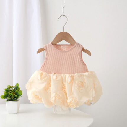 Cute Baby Girl Lightweight Romper, Sweet and Stylish Triangular Bodysuit - Image 1