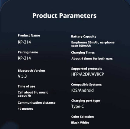 KP-214 New Model Wireless Bluetooth Ear Hook Headphones OWS Open Ear Design High Fidelity Audio Long Battery Life And Noise Cancellation - Image 2