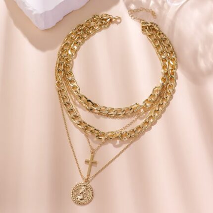 Alloy jewelry portrait layered necklace - Image 8