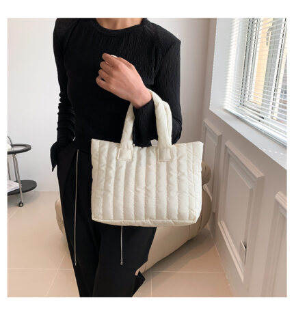 Large Capacity Simple Unique Handheld Bag Cotton Coat Shoulder Fashion Embroidery Tote Bag - Image 6