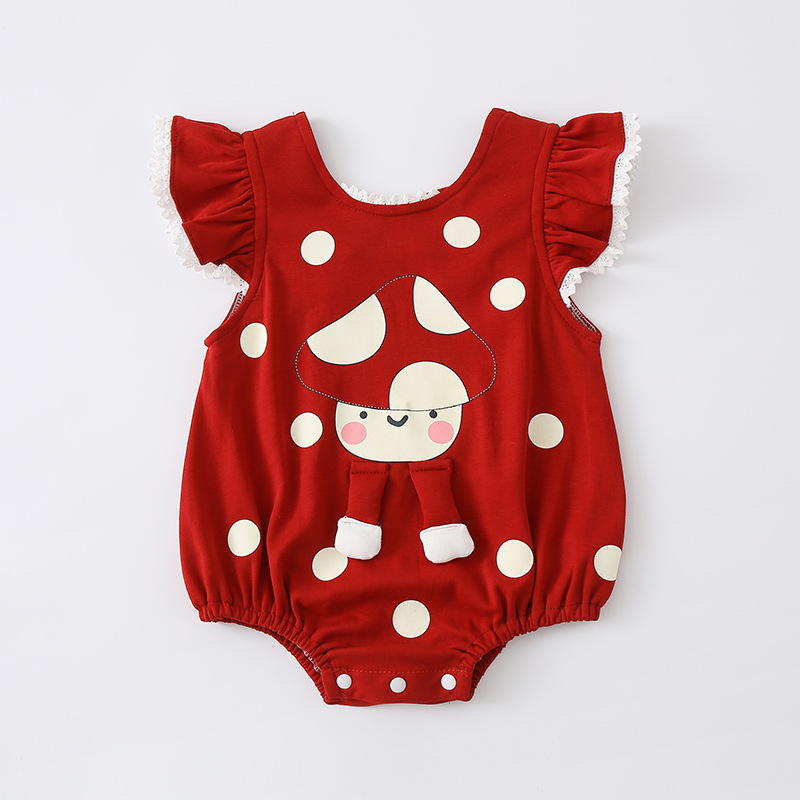 Infant Romper Cartoon Print Sleeveless Triangular Bodysuit 1st Birthday Girl Cute Onesie