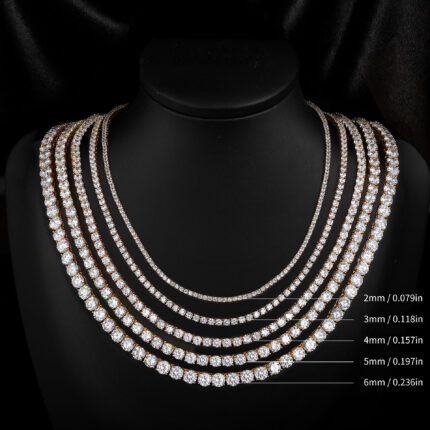 Copper Plated 18K Gold Zirconia Tennis Necklace Fashion Trendy Style Neck Chain - Image 3