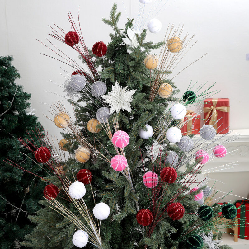 Christmas Fuzzy Ornament Ball, Red Christmas Tree Decoration, Three-Ball Set, Festive Holiday Decor
