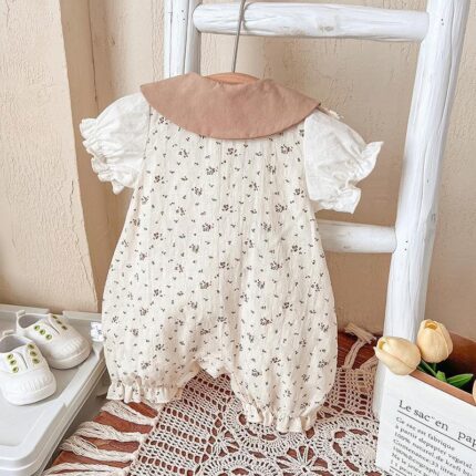 Lightweight Romper for Baby Girls, Short Sleeve - Image 4