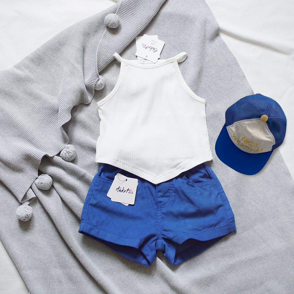 Children's Klein Blue Corduroy Shorts for Girls - Image 4
